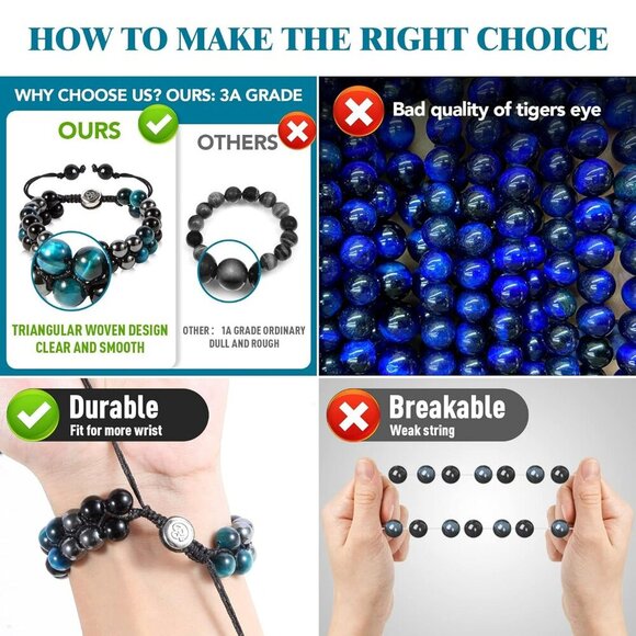 Triple Protection Bracelet - for Protect & Balance - Energy Crystal Bracelets fo - Picture 3 of 8